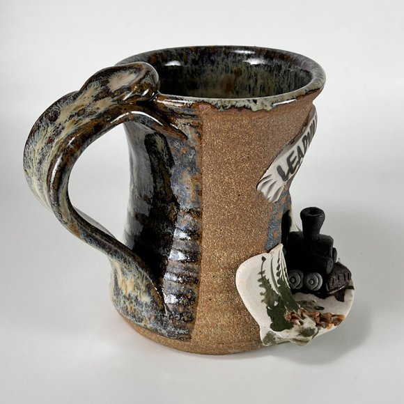 Train Leadville Colorado Coffee Cup Mug Studio Art Pottery Stoneware - Picture 2 of 10